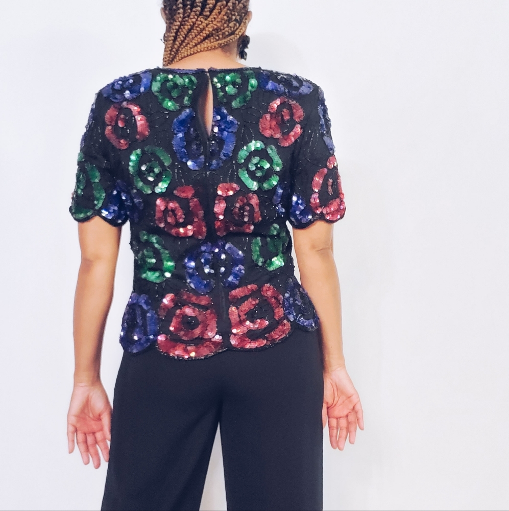 Floral Sequin Blouse - Picture 4 of 7